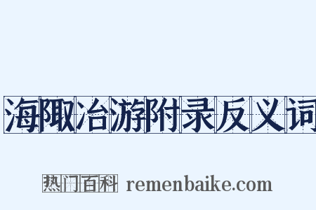 海陬冶游附录反义词是什么意思的图片